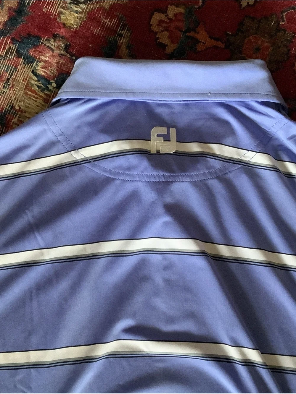 FootJoy Blue Stripped Collared Golf Polo Shirt - Men’s L - EUC - Picture 7 of 7